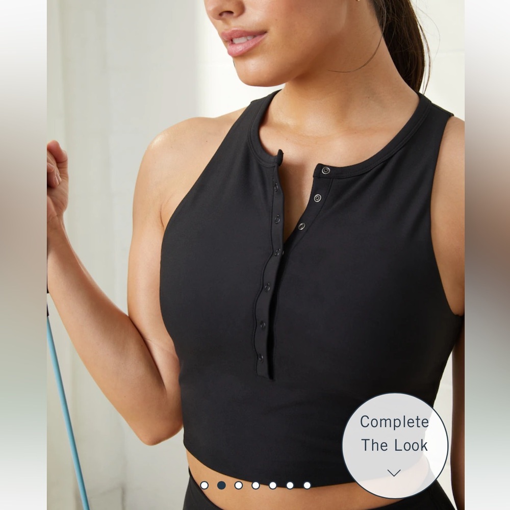 Abercrombie & Fitch YPB Sculpt Henley Slim Tank in Black Small